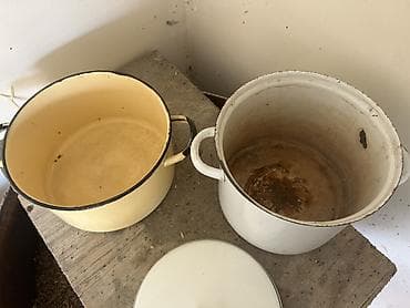 Sağlamlıq və gözəllik: Emaye qazan dəsti - 2 ədəd klassik emaye qazan - Rənglər: krem (açıq — 1