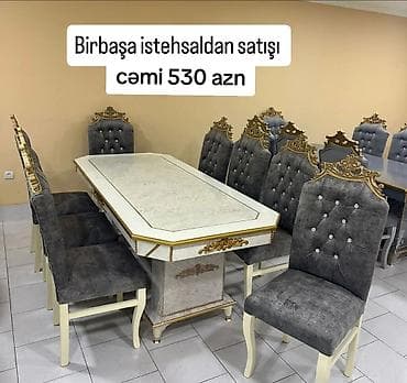 forma satisi: Qonaq otağı üçün, Yeni, Açılmayan, Dördbucaq masa, 6 stul — 1