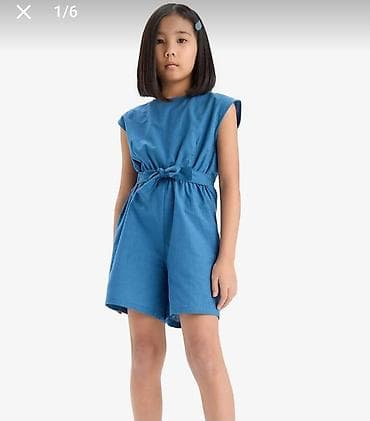 Kombinezonlar: Qız uşaqları üçün təkparça şort-kombinezon - Rəng: mavi - Dizayn — 1