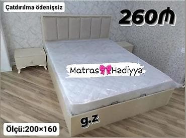 divar mebelleri: Yataq dəsti – ölçü 200×160 sm - Yumşaq başlıqla klassik dizaynlı 2 — 1