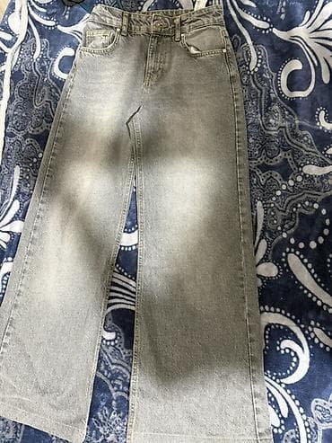 koja şalvarlar: Pull bear Bershka Zara Şalvarlar 32-34 Rəngli yuyulma effektli jeans — 3
