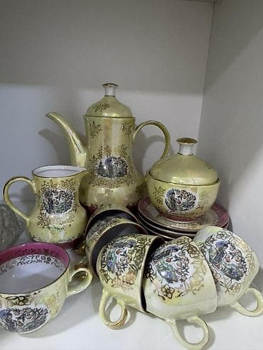 samavar qedimi: Çay dəsti, rəng - Sarı, Farfor, 6 nəfərlik, Almaniya — 5