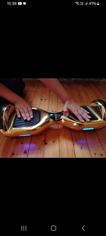 elekt: Qızılı rəngli iki təkərli hoverboard / giroskutər - Parlaq qızılı — 2