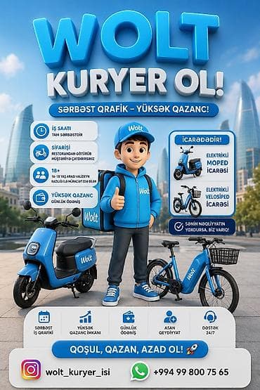 Əməkdaş axtarışı (vakansiyalar): Sürücü-kuryer tələb olunur, Nəqliyyat təmin edilir, Gündəlik ödəniş, Təcrübəsiz — 1