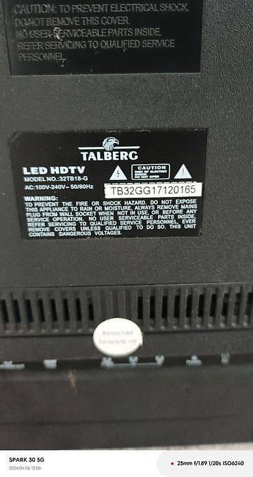 sim nomrə: Talberg LED HDTV – 32 düym Xüsusiyyətlər: - Model: 32TB18-G - Ekran — 1