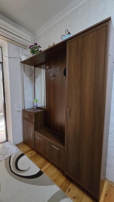 güzgülü skaf: 2 qapılı, Güzgülü, Qəhvəyi, Digər material, Açılan, Düz dolab — 3