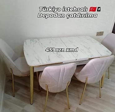 Mətbəx üçün, Yeni, Açılan, Dördbucaq masa, 4 stul