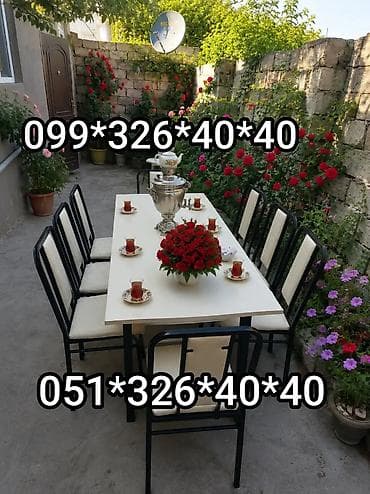 Mətbəx üçün, Yeni, Açılmayan, Dördbucaq masa, 4 stul — 4