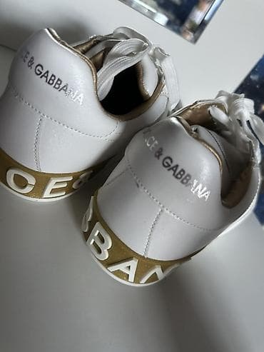 Dolce & Gabbana ağ rəngli uniseks krossovkalar - Rəng: ağ, qızılı — 2