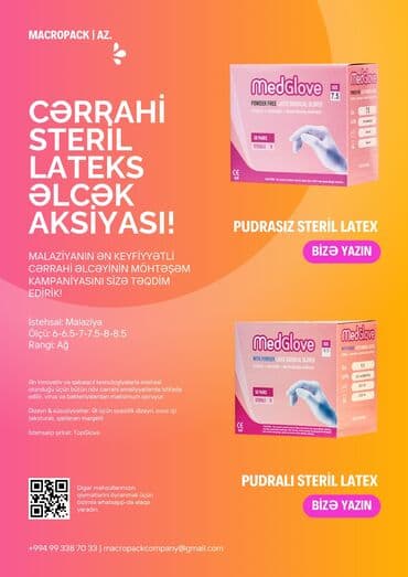 Makropak'dan "cərrahi̇ steri̇l latex əlcək" aksi̇yasi! 50 cütlük lalafo.az -da Makropak'dan "cərrahi̇ steri̇l latex əlcək" aksi̇yasi! 50 cütlük