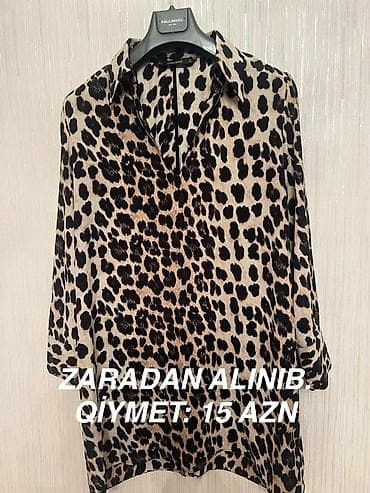 Şəxsi əşyalar: ZARA BASIC qadın köynəyi - Model: leopard naxışlı, klassik yaxalıqlı — 1