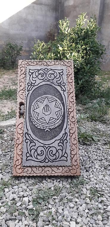 nərd taxta: Taxta oyma kombinə lövhə – şahmat/nərd üçün - Material: bərk ağacdan — 3