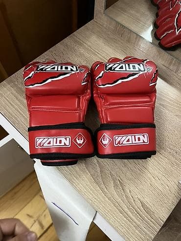 idman trenajoru: MMA döyüş əlcəkləri – WOLON (qırmızı) - Açıq barmaq dizaynı — 2