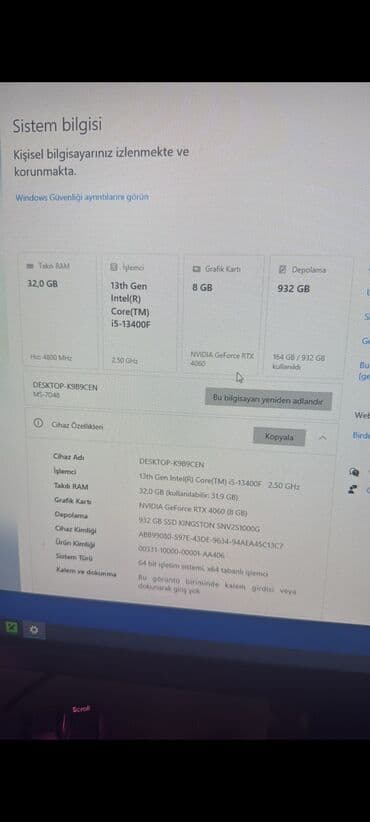 masaüstü kompüterler: I5 13400f + RTX 4060 Güclü oyun sistem bloku. ( 5 ay qabaq yıgılıb — 7