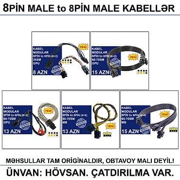 pentium komputer: 4/6/8/12/24pin/Molex/SATA Kabellər 📍Ünvan: Bakı şəh, Suraxanı ray — 8