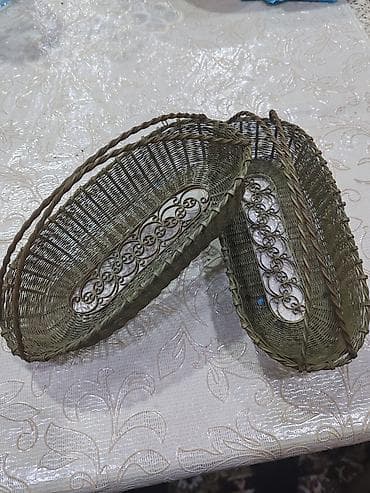 sabun qabi: Gumush hörmə naxışlı iki ədəd oval səbət dəst. Qedimi antikvar - — 1