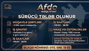 aile surucusu 2023: Şirkət sürücüsü tələb olunur, 5/2, İstənilən yaş, Aylıq ödəniş — 1