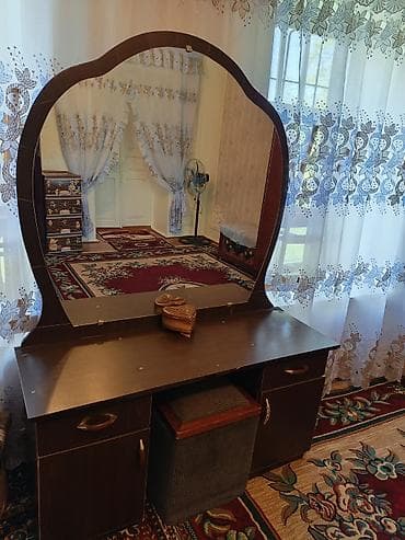 perde dekorları: Güzgü dəsti - Material: tünd rəngli laminat/taxta - Böyük, dekorativ — 1