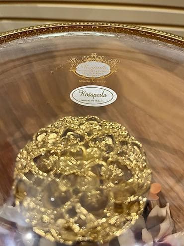 gold pişik: Tort və şiriniyyat qabı, rəng - Qızılı, Xrustal, İtaliya — 3