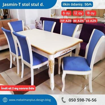 Masa və oturacaq dəstləri: Qonaq otağı üçün, Yeni, Açılan, Kvadrat masa, 6 stul — 9