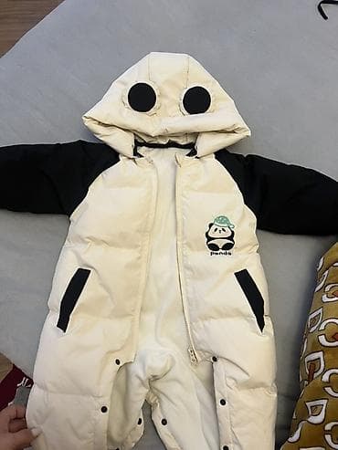 Uşaq üçün qalın qış kombinezonu – “Panda” dizaynı - Rəng: krem və — 2