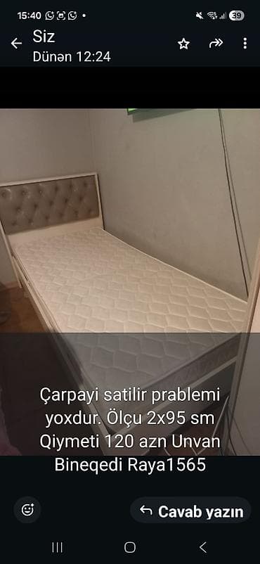 matrazlar: Çarpayı satılır. - Ölçü: 2 x 95 sm - Yumşaq, düyməli başlıq - Ağ — 1