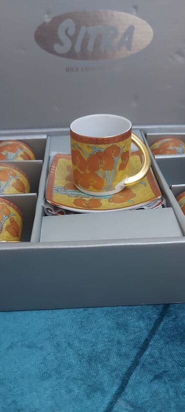 kofe servisi: Qəhvə dəsti, rəng - Narıncı, Keramika, 6 nəfərlik — 2