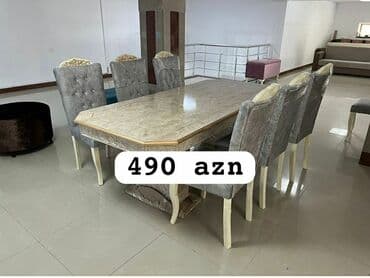ders masaları: Qonaq otağı üçün, Yeni, Açılmayan, Dördbucaq masa, 6 stul — 3