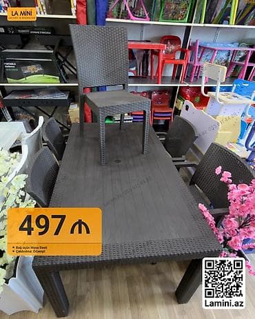 Bağ üçün masa dəsti - Material: rattan görünüşlü davamlı plastik - — 1