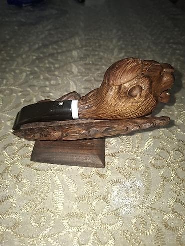 elktron qelyan: Taxta siqaret qəlyanı (papaqlı), şir fiqurlu - Material: tamamilə — 1