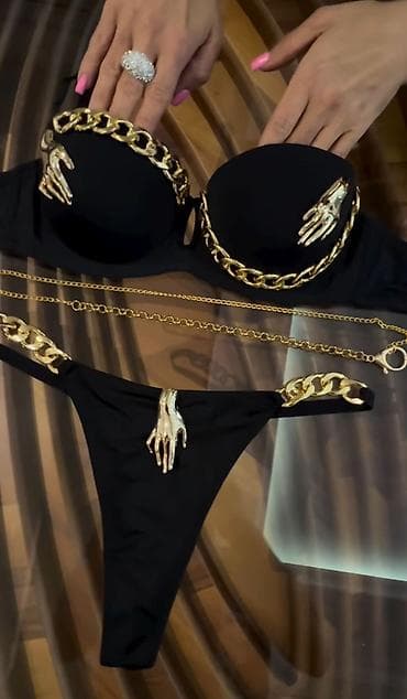 Qara rəngli qadın bikini dəsti - İki hissəli dəst: bardot/korse tipli