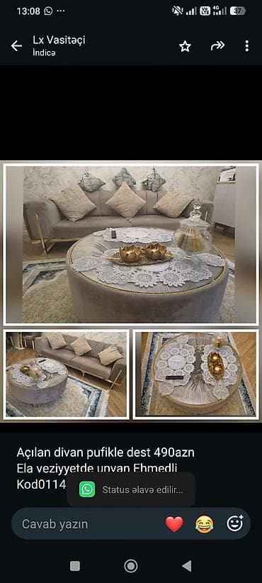 Açılan divan pufikle dest 490azn Ela veziyyetde unvan Ehmedli — 1