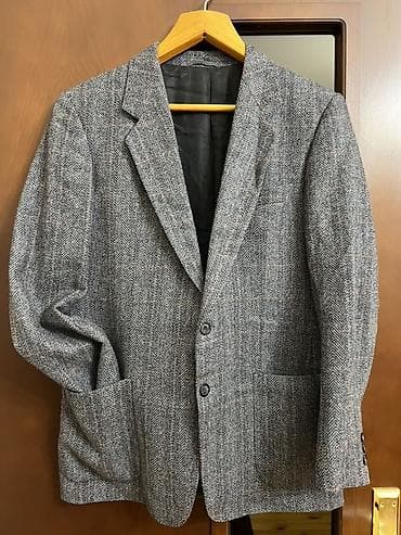 polis geyim: Kişi üçün klassik tweed blazer - Parça: boz rəngdə, balıqqulağı — 4