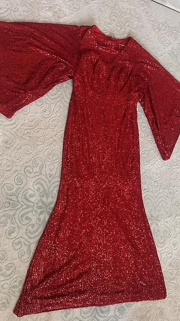 Qırmızı payetli ziyafət geyimi - Rəng: parlaq qırmızı - Material: tam — 4