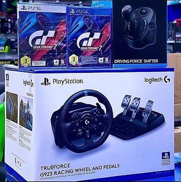 elden ring disk: Logitech G923 TRUEFORCE yarış sükan dəsti və pedallar + Gran Turismo 7 — 1