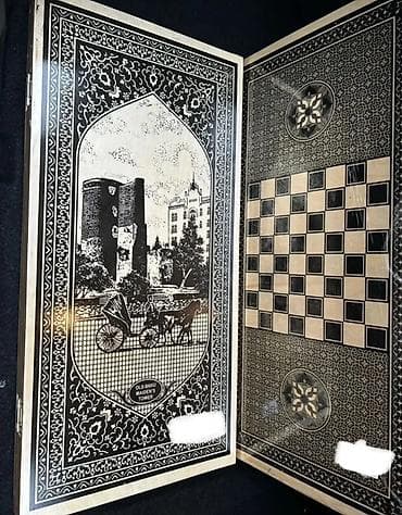 Другие товары для дома: Ağ-qara naxışlı, qapaqlı taxta nərd/şahmat dəsti. - Material — 4