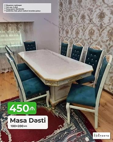 kohnə stul: Masa dəsti – 100×200 sm - Masa mexanizmi: açılmayan - Stul sayı: 6 — 1