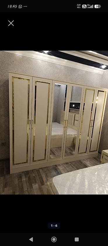 siyirməli dolab: Yeni, 6 qapı, Güzgülü, Digər rəng, Digər material, Açılan, Düz dolab — 6