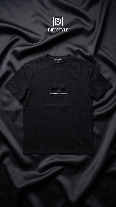 dəri kutka: Armani Exchange (AX) kişi T‑şörtü - Model: qısaqollu, klassik kruq — 3