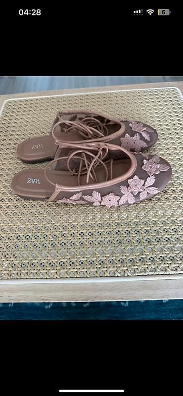 yay baletkaları: ZARA qadın balerin ayaqqabısı - Rəng: açıq qəhvəyi/pink tonlarında - — 2