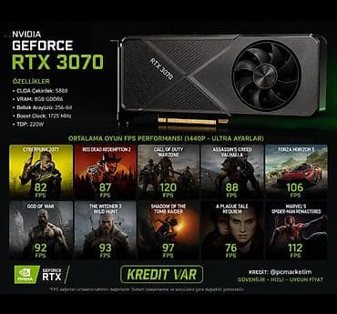 Видеокарта для ПК NVidia GeForce RTX 3070, 8 ГБ at lalafo.az Видеокарта для ПК NVidia GeForce RTX 3070, 8 ГБ