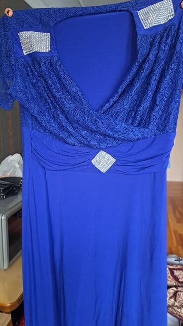 cool paltar: SATILIR!! Mavi rəngli uzun ziyafət/axşam paltarı. çox az işlənib — 2