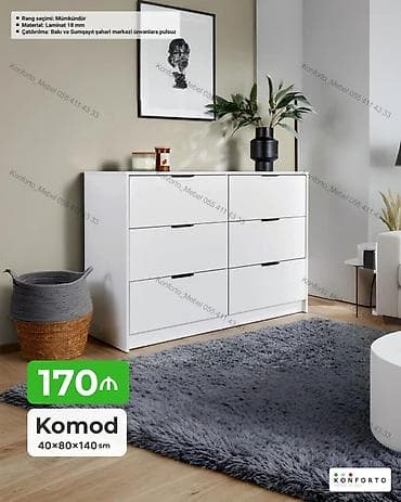 Komod – müasir minimal dizayn - Ölçülər: 40 × 80 × 140 sm - Material