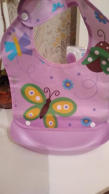 şalvar ustu koftalar: Uşaq üçün yemək önlüyü - Rəng: bənövşəyi tonlarda - Naxış: kəpənək — 2