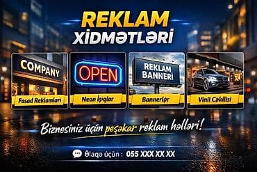ucuz sac: 🔸 Fasad reklamları 🔸 Neon işıq dizaynları 🔸 Banner hazırlanması 🔸 — 1
