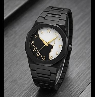 Qara metal korpuslu, minimalist üslubda kişilər üçün qol saatı. Tam — 2