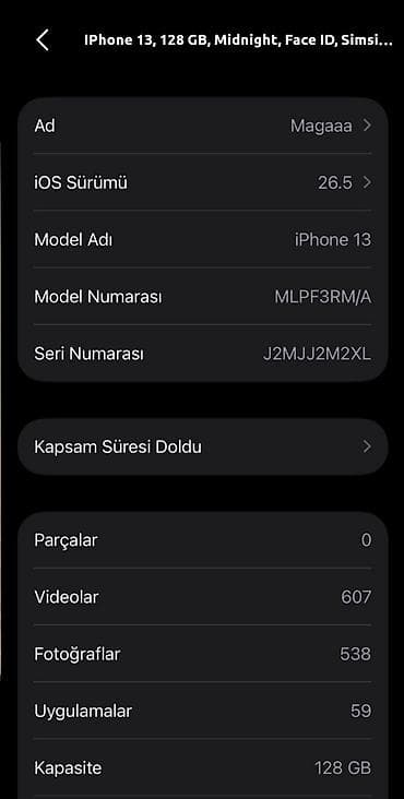 iphone arxalıq: IPhone 13, 128 GB, Midnight, Kredit, Face ID — 4