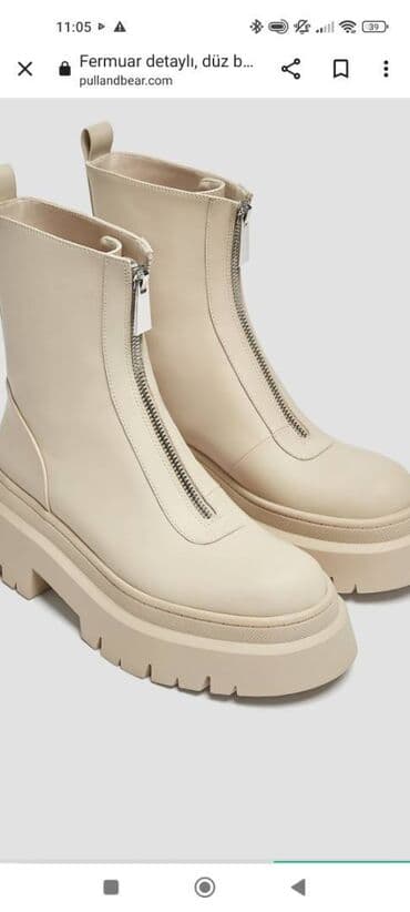 qiz ucun botlar: Pull&Bear, Ölçü: 40, rəng - Ağ, İşlənmiş — 2