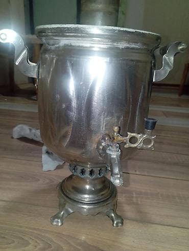 islenmis samovar: Kömür/odunla işləyən klassik samovar - Material: metal (cilalanmış — 2