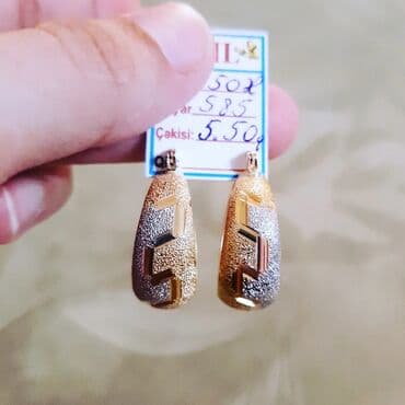 türk qızılının qiyməti 2022: Sırğa, Sarı qızıl, 585 Əyar, 5500 g — 2